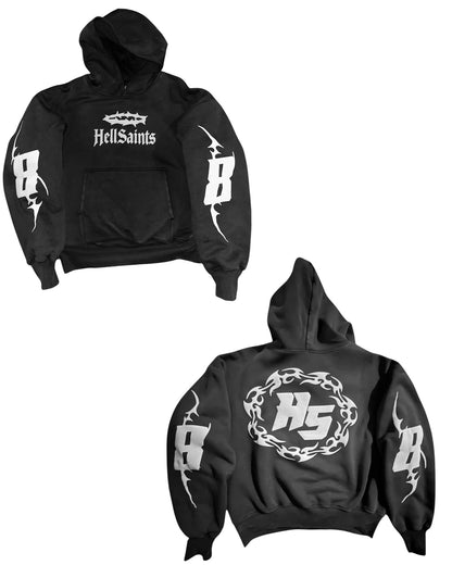 "DARK HORSE" Cropped Black Hoodie 450GSM | HELLSAINTS